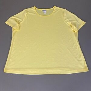 Vicki Wayne T-Shirt Top Women's Plus Size 3X Yellow Short Sleeve Polyester
